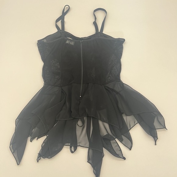 Dulce Caliente Black Lace-Up Corset Peplum Top – M – Gothic Fairycore - Picture 3 of 13